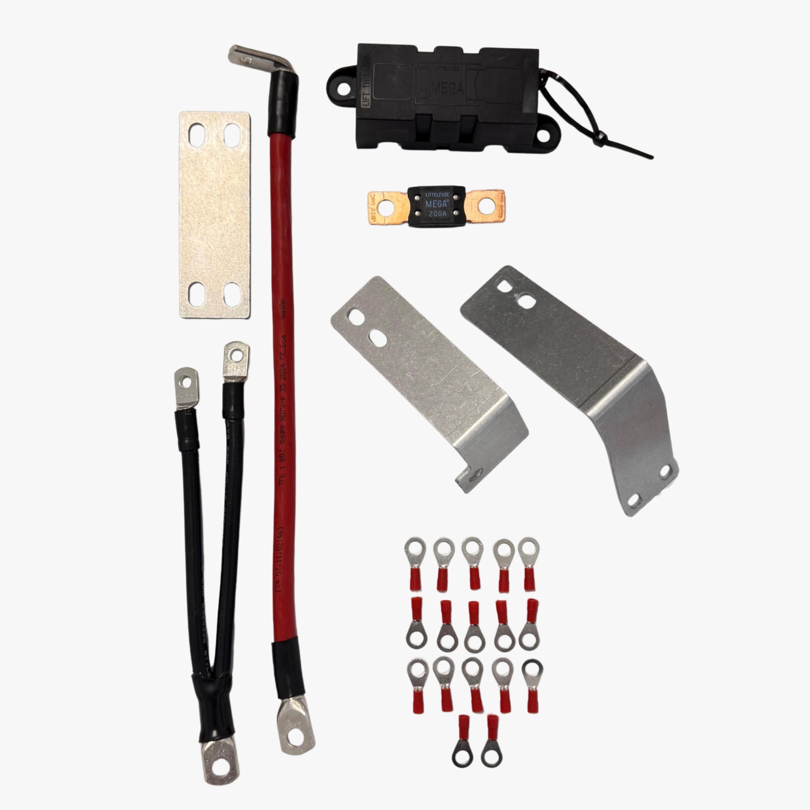 Zestaw połączeń elektr. do magazynu 15kWh pozioma na podw.klemy z bezp. Mega 200A