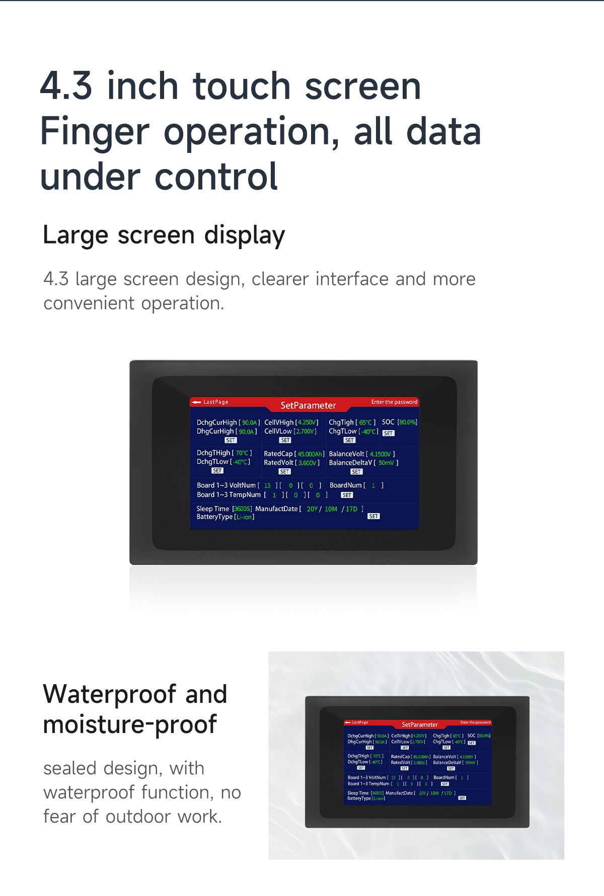 4.3-inch RS485 LCD Touchscreen for Daly H, K, M, S, and Active/100Balance - Image 3